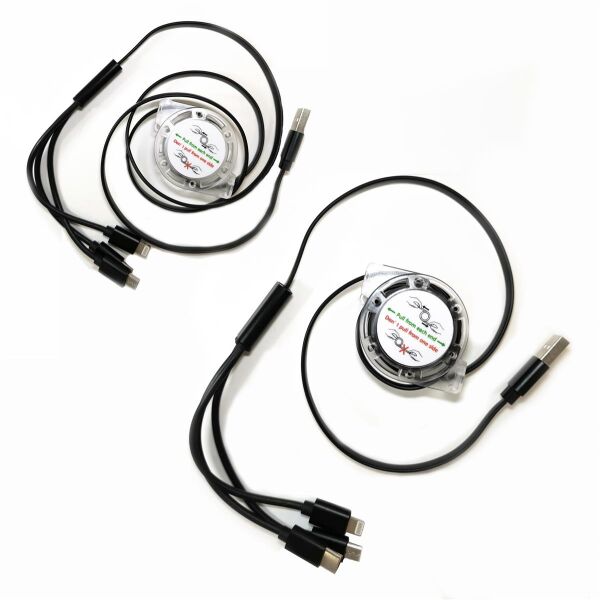 3in1 Ladekabel mit Rückziehautomatik