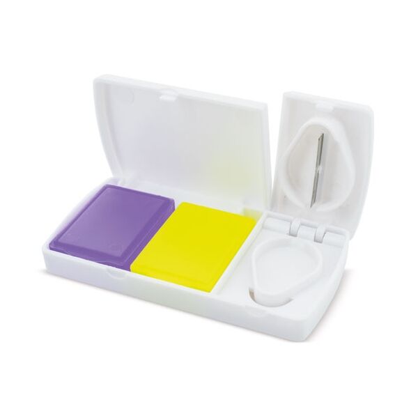 Pillendose mit Tablettenteiler 9x4,8x1,6cm