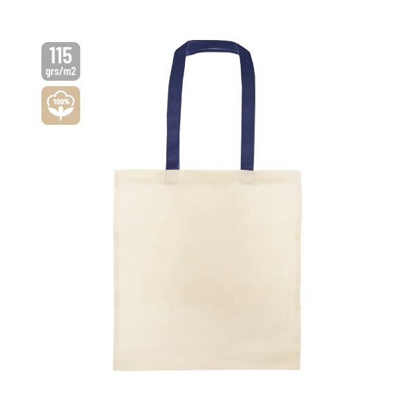 Baumwolltasche mit langen, farbigen Griffen 37x41cm