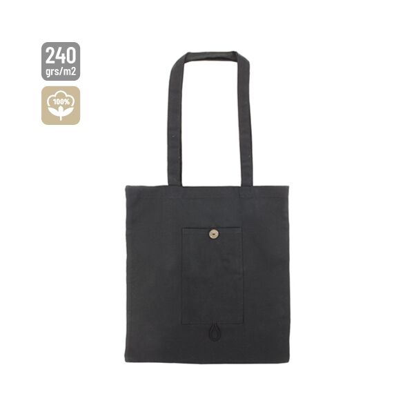Faltbare Canvas Tasche mit Seitenfach 38x42cm
