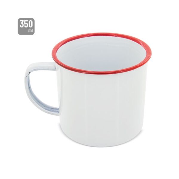 Emaille Metallbecher mit farbigem Rand 350ml