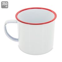 Emaille Metallbecher mit farbigem Rand 350ml