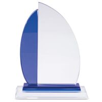 Glastrophäe "Segelboot" groß 15x21cm