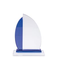 Glastrophäe "Segelboot" klein 12,8x16,3cm