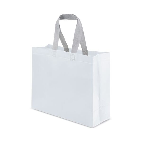 Laminierte Tragetasche PP-Non-Woven Querformat 34x29,5x12cm (weiß)