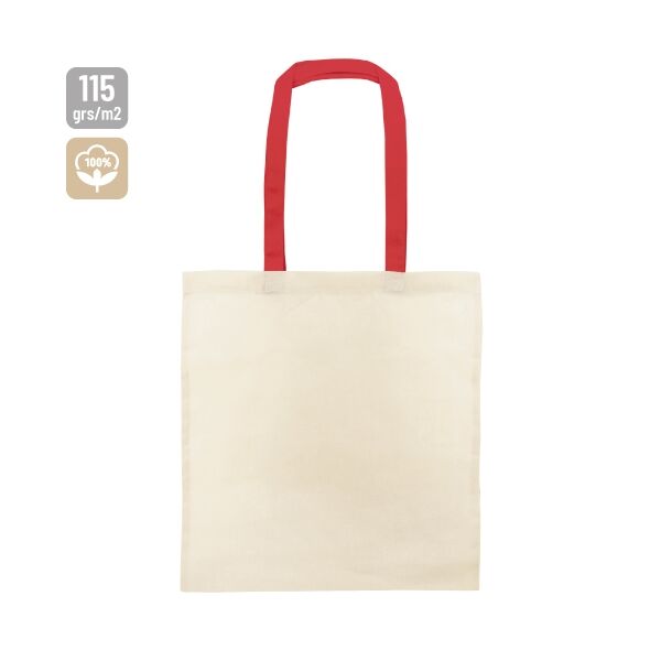Baumwolltasche mit langen, farbigen Griffen 37x41cm (rot)