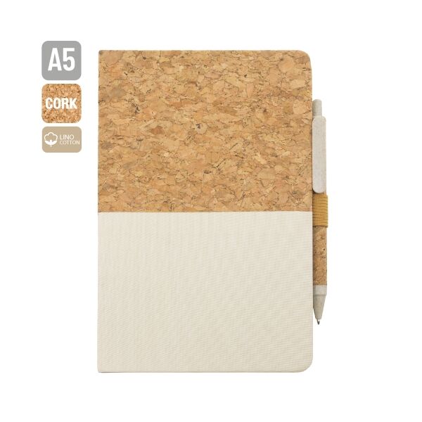 Notizbuch mit Kork-Baumwoll Einband DIN-A5
