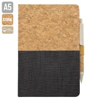 Notizbuch mit Kork-Baumwoll Einband DIN-A5 (schwarz)