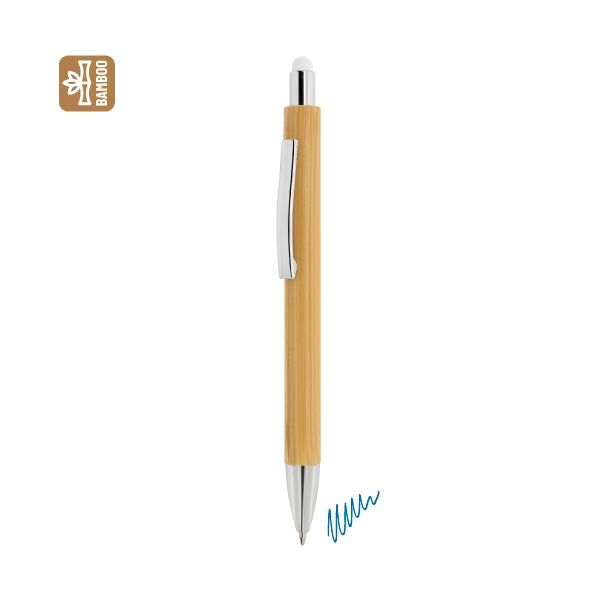 Bambus Kugelschreiber mit Stylus "Augsburg" (weiß)