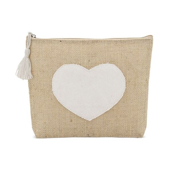 Jute Kosmetiktasche / Toilettetasche "Herz" 25x20x5cm