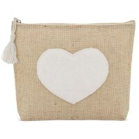 Jute Kosmetiktasche / Toilettetasche "Herz"...