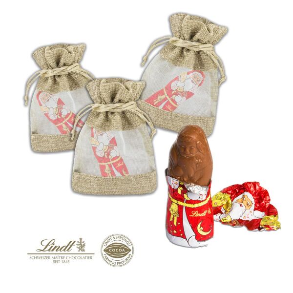 Lindt Schoko Nikolaus im Beutel inkl. Einlegekarte mit Druck