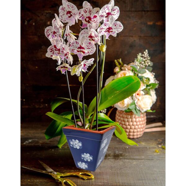 Blumentopf Ton blau