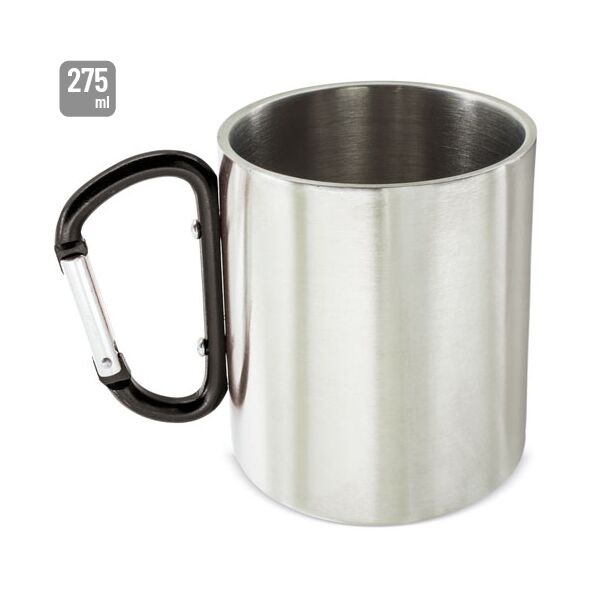Edelstahl Tasse mit Karabinergriff "Plus" 300ml (schwarz)