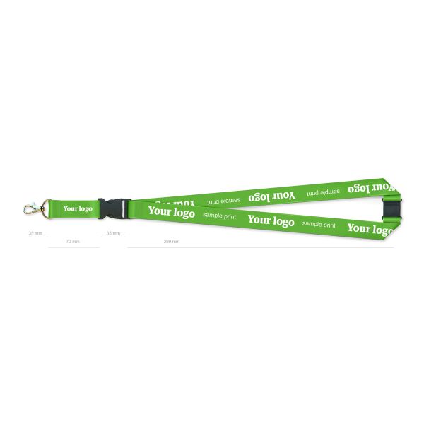 Lanyards mit Karabiner, Schnalle und Sicherheitsverschluss, 1-seitig bedruckt