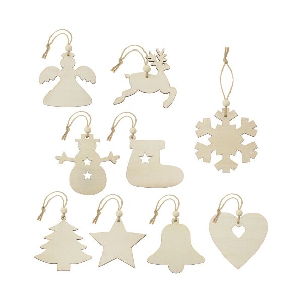 Christbaumanhänger aus Holz (9er Set)